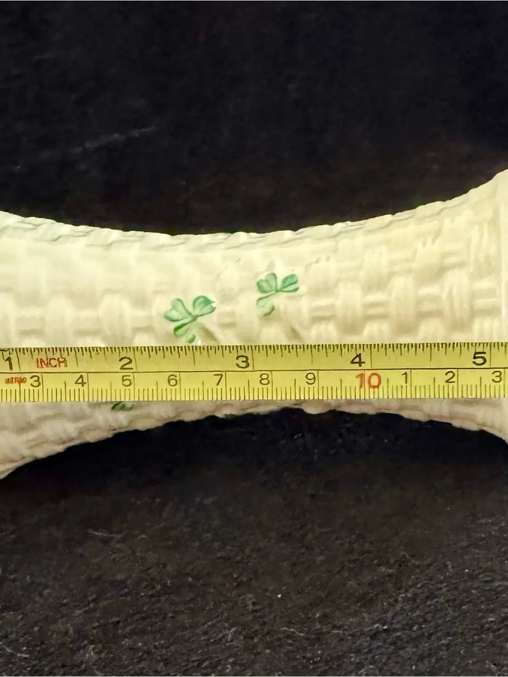 Belleek Basket Weave Shamrock Porcelain Vase 5.5 inch White Old Mark Vintage